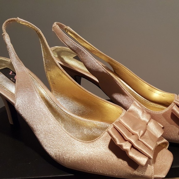 rose gold satin heels